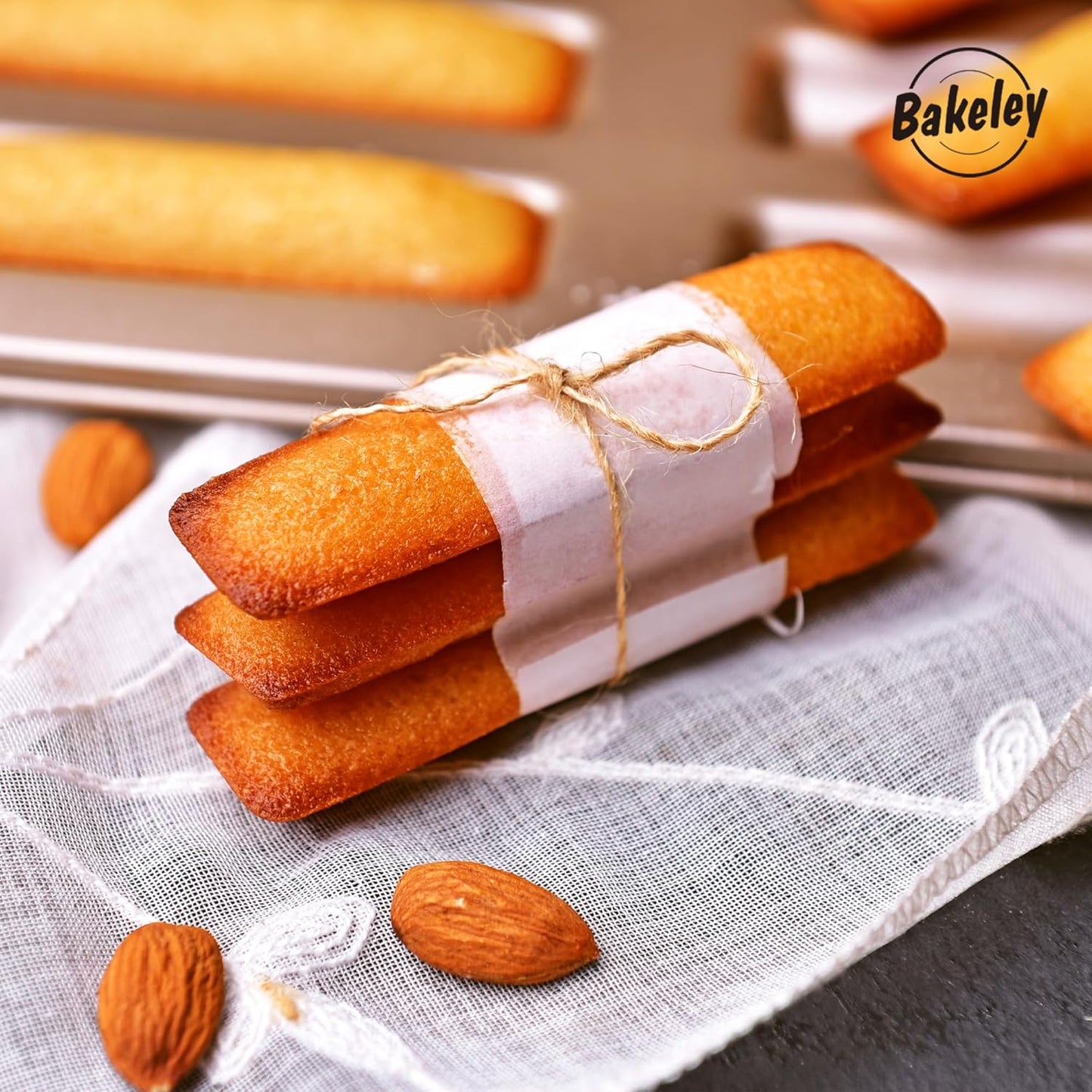 Financier Cake Pan, 12-Cavity Non-Stick Rectangle Muffin Pan Biscuits Cookies Bakeware for Oven Baking (Champagne Gold)