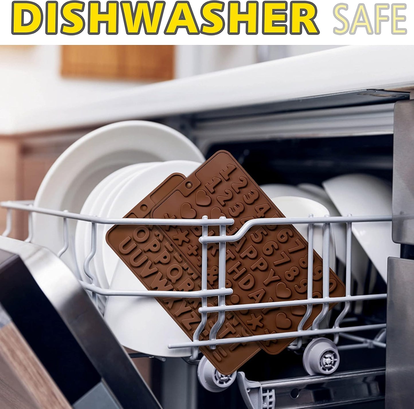 Anaeat Silicone Letter and Number Chocolate Molds, 2 Pack Alphabets & Numbers Candy Baking Mold with Happy Birthday Cake Decorations Symbols - for DIY Chocolates, Candies or Fondant