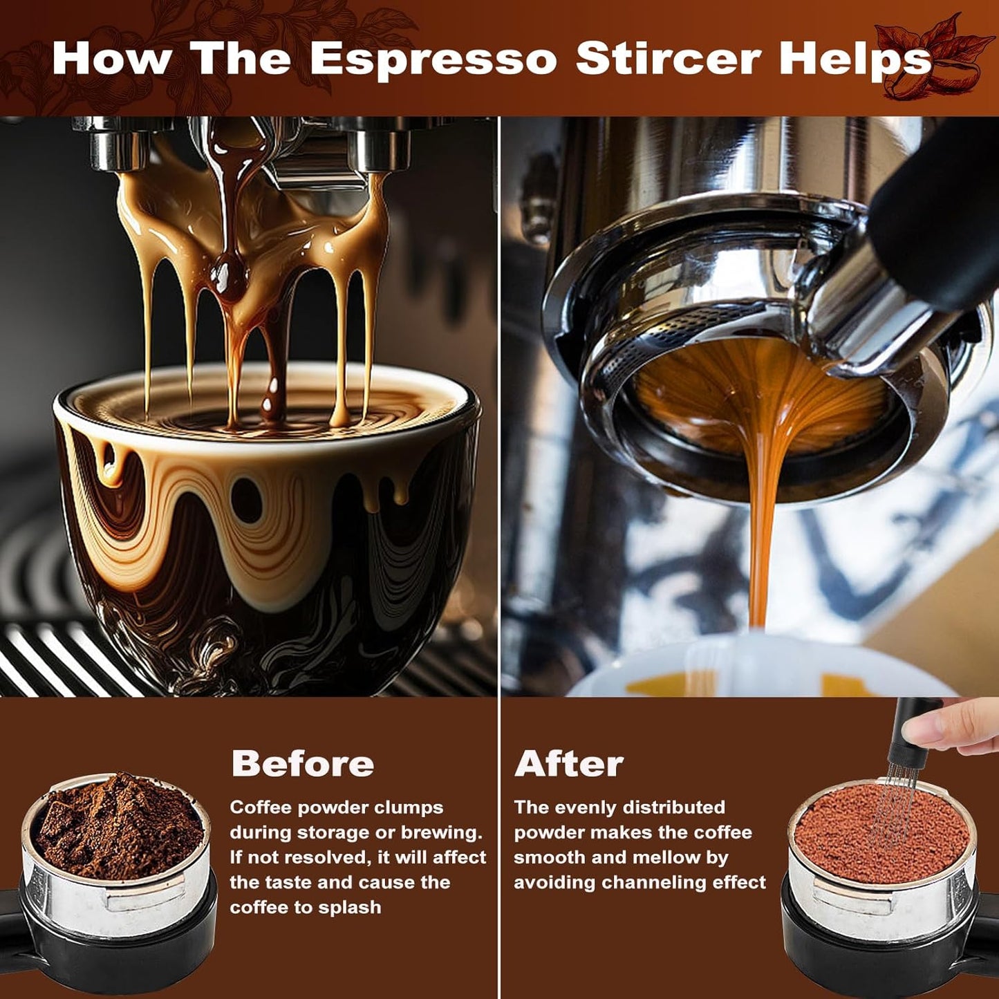 WDT Tools Espresso Puck Screen, 58mm Espresso Accessories Kit - 150μm Puck Screen Set, 0.25mm 316 Stainless Steel 8 Needles Coffee Distribution Stirrer, 58mm Portafilter Dosing Ring for Barista Black