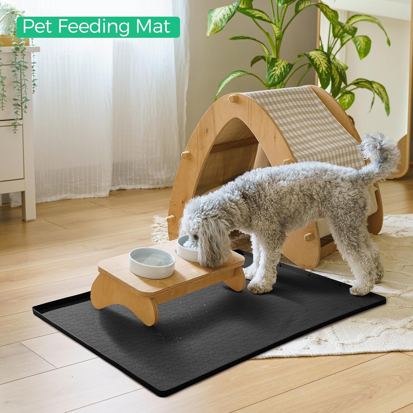 TRZZ Silicone Waterproof Under Sink Mat 31" x 22", Drip Tray and Cabinet Liner for Kitchen and Bathroom, Prevents Water Damage and Organizes Cabinets (Black)