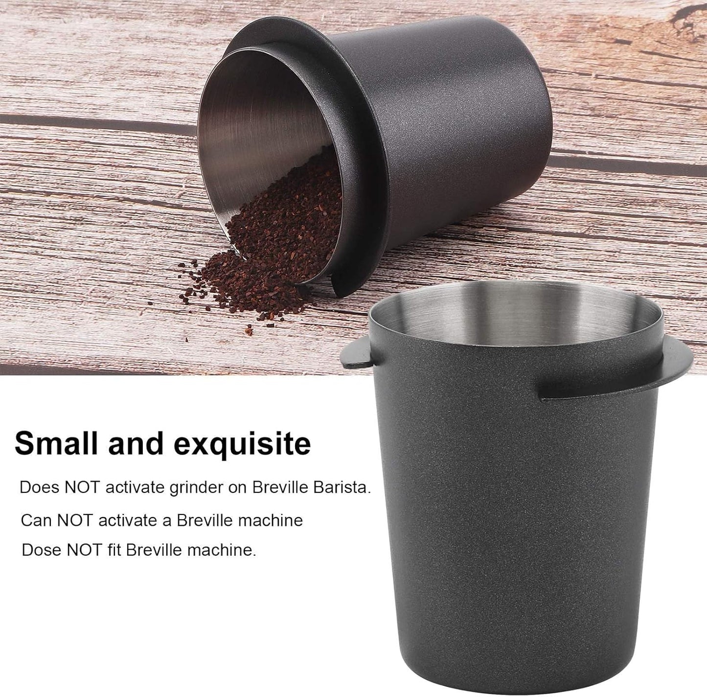 Coffee Dosing Cup 58mm, Stainless Steel Espresso Coffee Dosing Cup Espresso Coffee Machine Accessories, Coffee Powder Feeder Part Coffee Grinder Powder Cup Compatible with 54mm Portafilter, Black