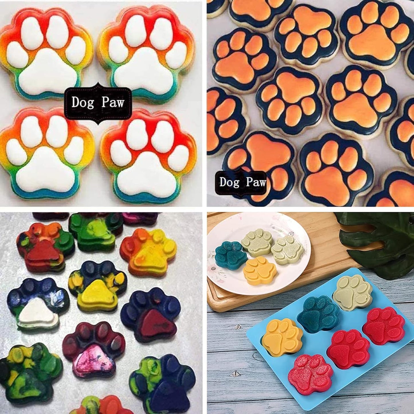 Dog Treat Molds, Dog Paw and Bone Shaped Silicone Molds，3 Packs Stainless Steel Cookie Cutter，for Chocolate, Candy, Jelly, Ice Cube, Dog Treats - Set of 11