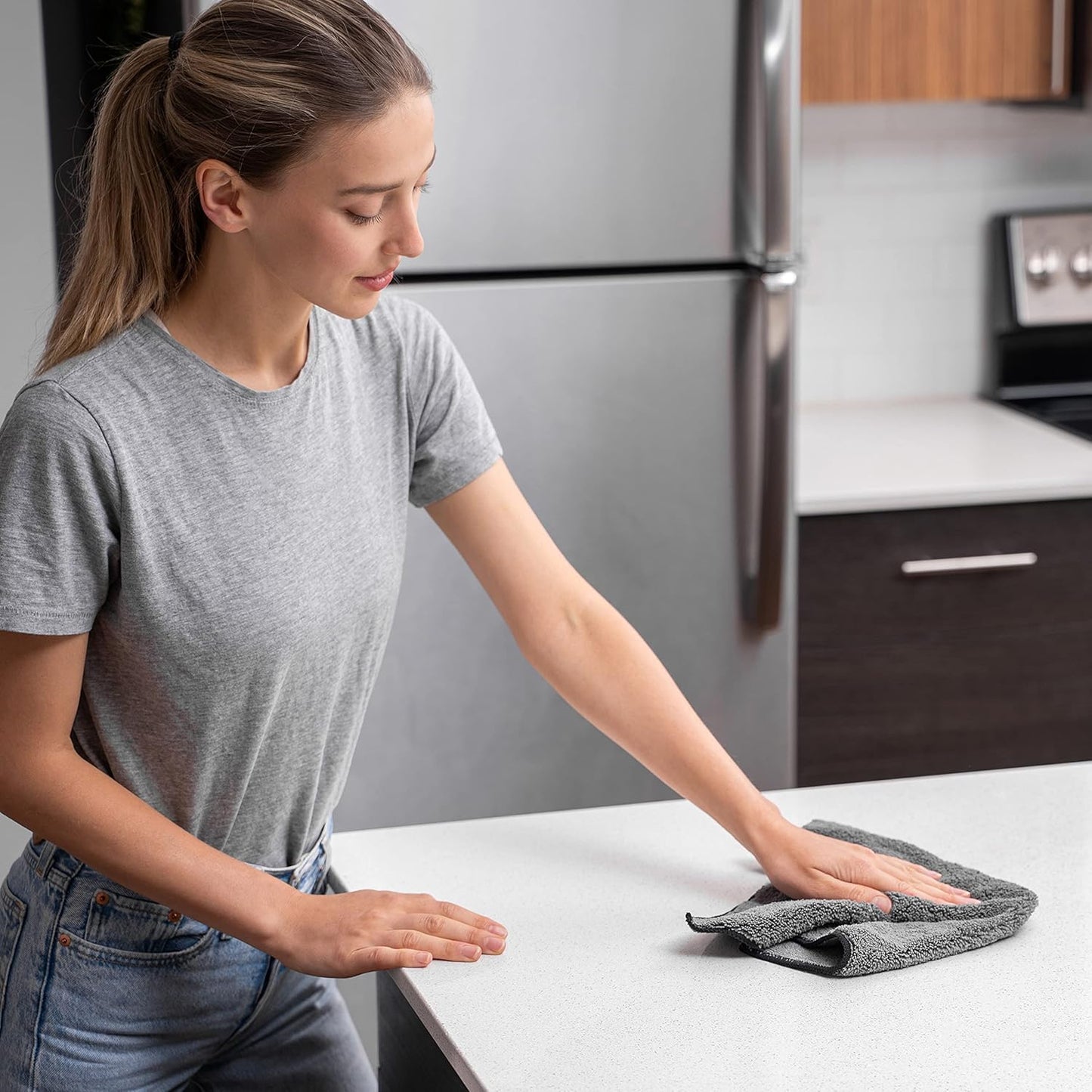 The Amazing Eco Cloth That Cleans Virtually Any Surface with Only Water. No More Paper Towels Or Toxic Chemicals. 4-Pack (14x14, Blue)