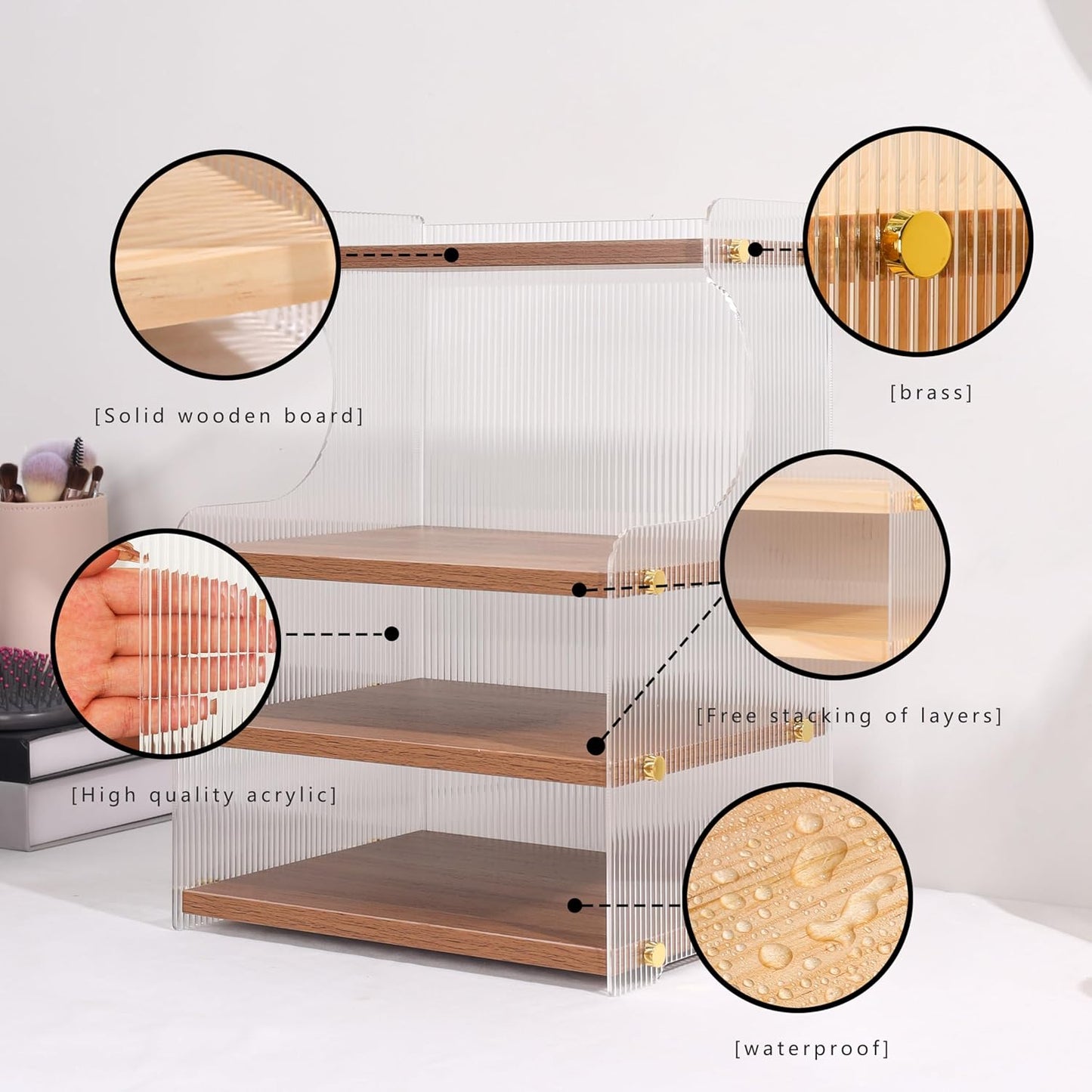 Coffee Mug Holder Wooden Cup Station Organizer 4-Tier Cup Holder for Coffee Bar Mug Display Rack for Countertop Mug Holder Shelf for Home Kitchen Wood