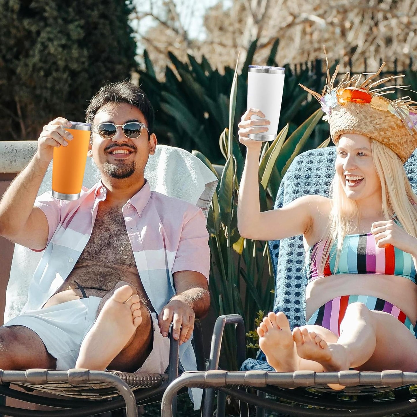 20oz Tumbler Bulk Stainless Steel Tumblers with Lid Vacuum Insulated Double Wall Travel Coffee Mug Powder Coated Tumbler Cup for Hot and Cold Drinks(Orange, 12 pack)