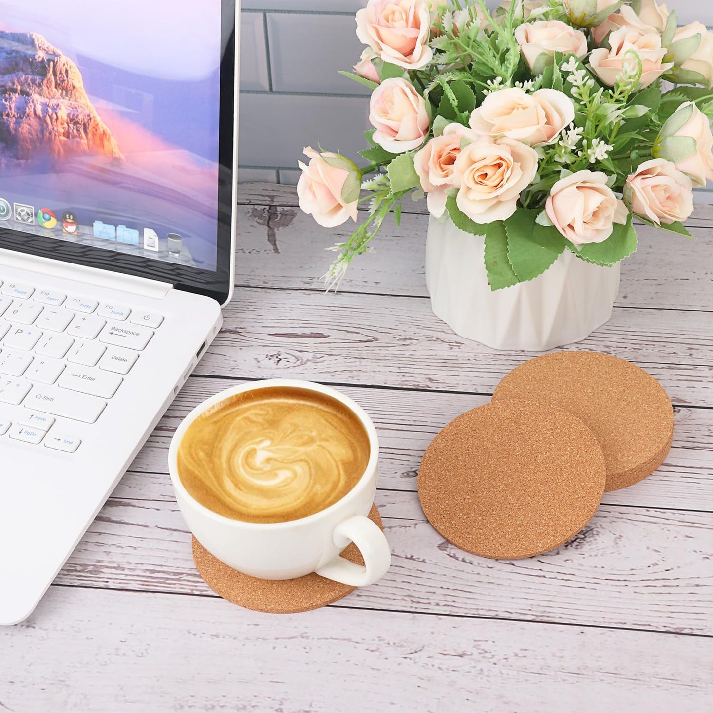 150 Pieces 4 Inch Cork Coasters for Drinks, 100 mm Round Cork Coasters, Non-Slip, Heat-Resistant, Absorbent & Reusable, Perfect for DIY Crafts and Home Tabletop Decoration