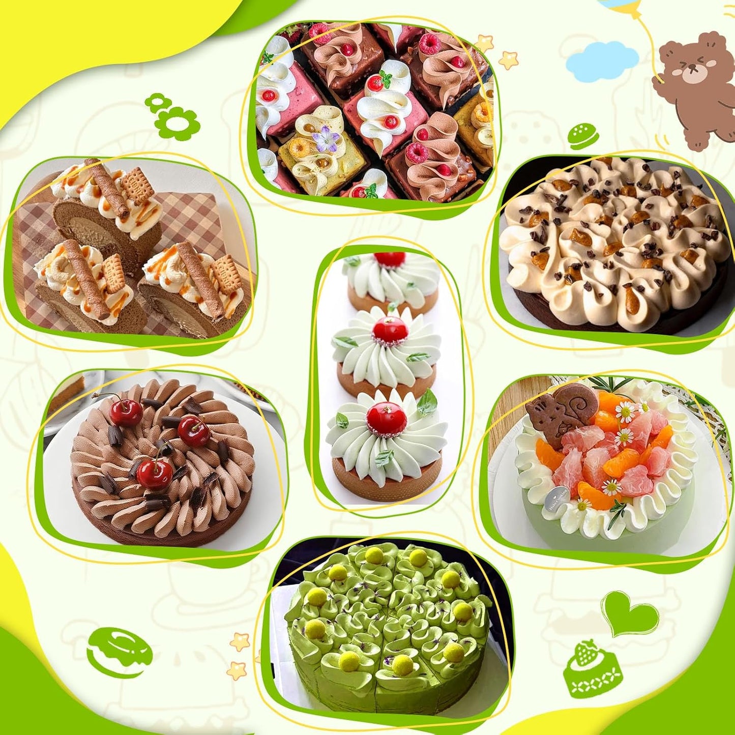 Suuker 3 Pieces Russian Piping Tips Set,V-shaped Wave Cake Decorating Nozzles Tips Piping Kit for Pastry Cupcakes Cakes Cookies Decorating Stainless Steel Kitchen Gadgets