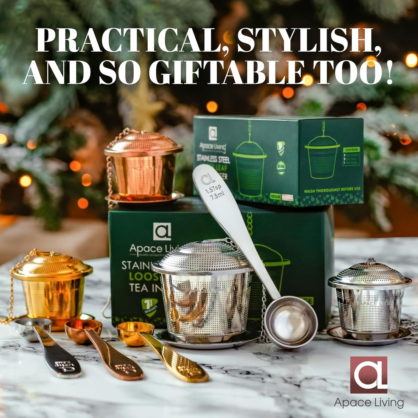 Tea Infuser (Set of 2) with Tea Scoop and Drip Dray - Ultra Fine Tea Strainer for Loose Leaf Tea - Stainless Steel Tea Steeper for a Superior Brewing Experience