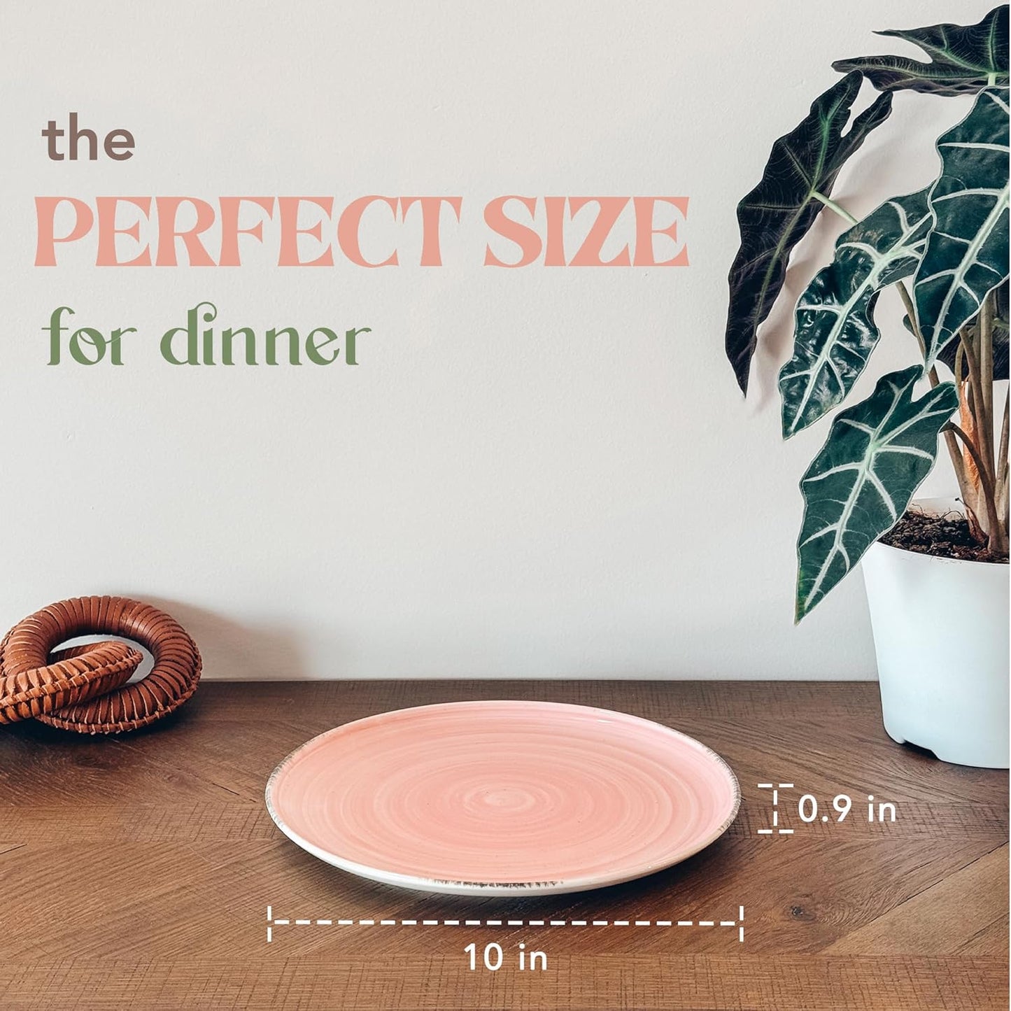 Mora Ceramic Helix Swirl Dinner Plates Set of 6, 10in Modern Spiral Porcelain Dish Dinnerware for Kitchen, Serving & Restaurants - Dishwasher, Microwave, Freezer, Oven Safe Dishware - Ocean Colors