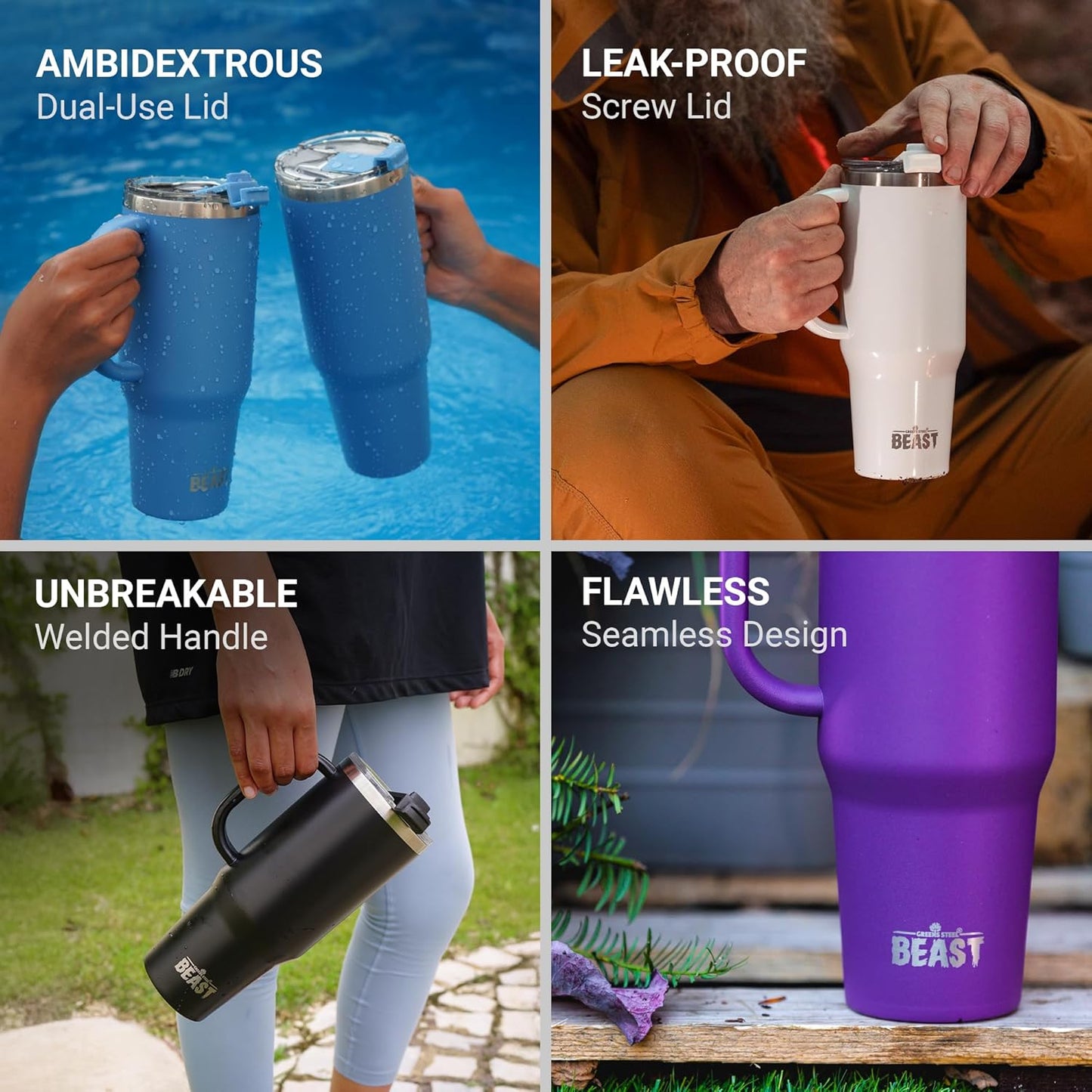 Beast 42 oz Tumbler Stainless Steel Vacuum Insulated Coffee Ice Cup Double Wall Travel Flask (Royal Blue)