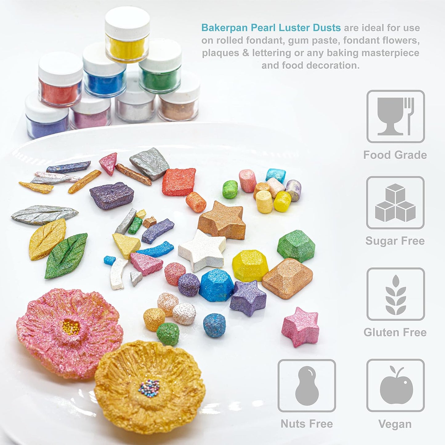 Bakerpan Pearl Luster Dust Edible, Ruby Red Edible Glitter for Cocktails, 4 Grams Edible Glitter for Cake Decorating, Cookies, Chocolates and Candies, Drinks (Made in USA)