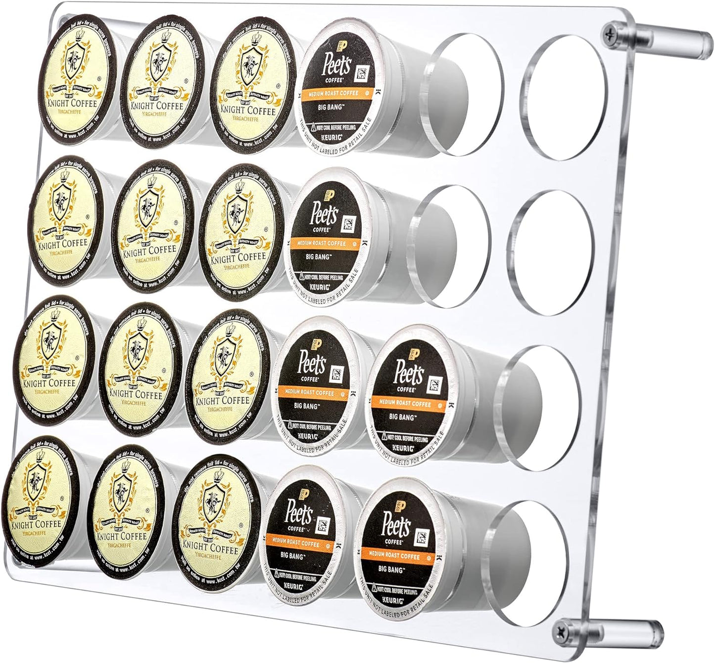 Amazing Abby 2-Pack 24-Slot Flat Acrylic Coffee Pod Holder, Large-Capacity Plastic Coffee Capsule Storage, BPA-Free and Shatter-Proof, Great for Use on Countertop or in Drawer, Up to 48 Keurig K-Cups
