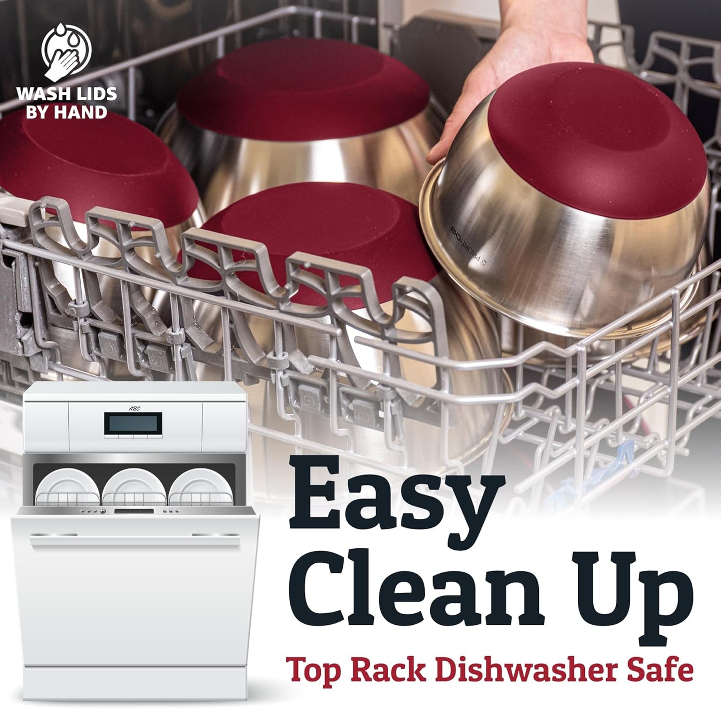 Priority Chef Stainless Steel Mixing Bowls with Lids Set, 3 Grater Attachments, Airtight Lids, Non-Slip Silicone Base Mixing Bowl Set, Large Prep Metal Mixing Bowls for Kitchen, Red