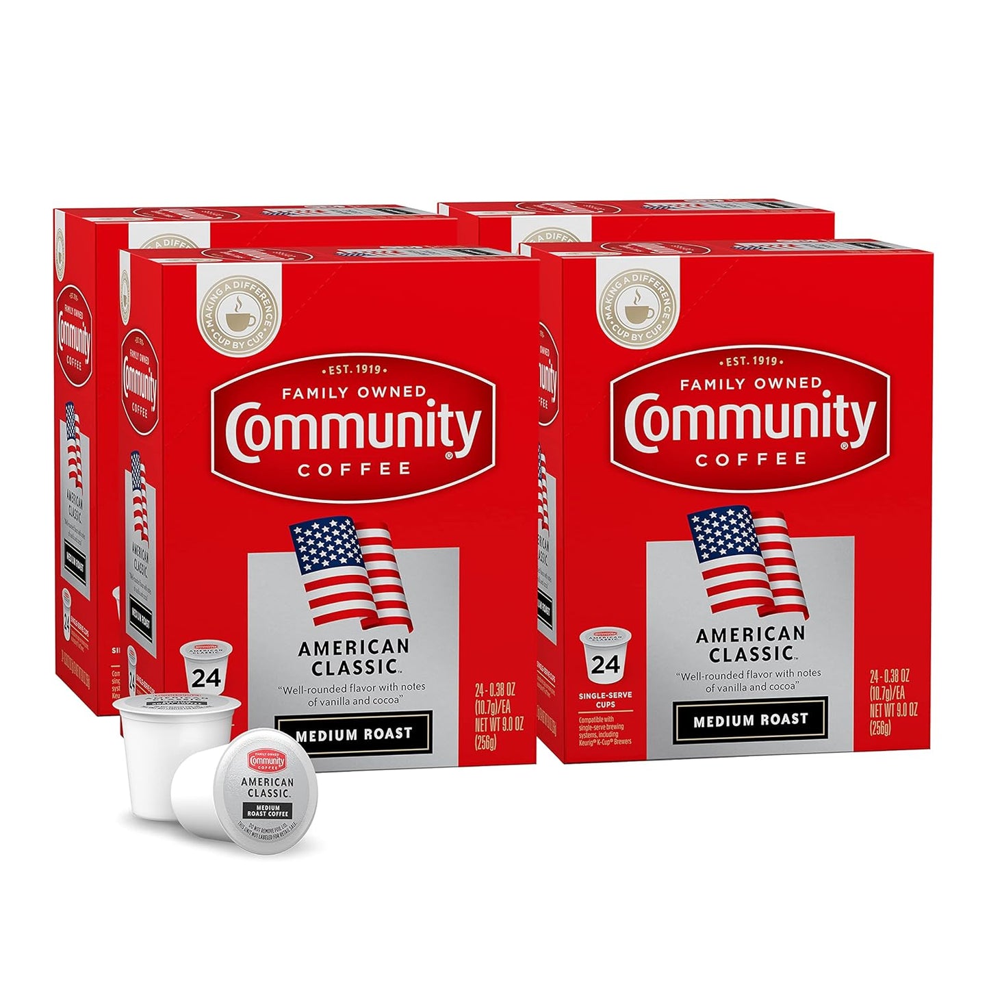 Community Coffee American Classic 96 Count Coffee Pods, Compatible with Keurig 2.0 K-Cup Brewers, 24 Count (Pack of 4)
