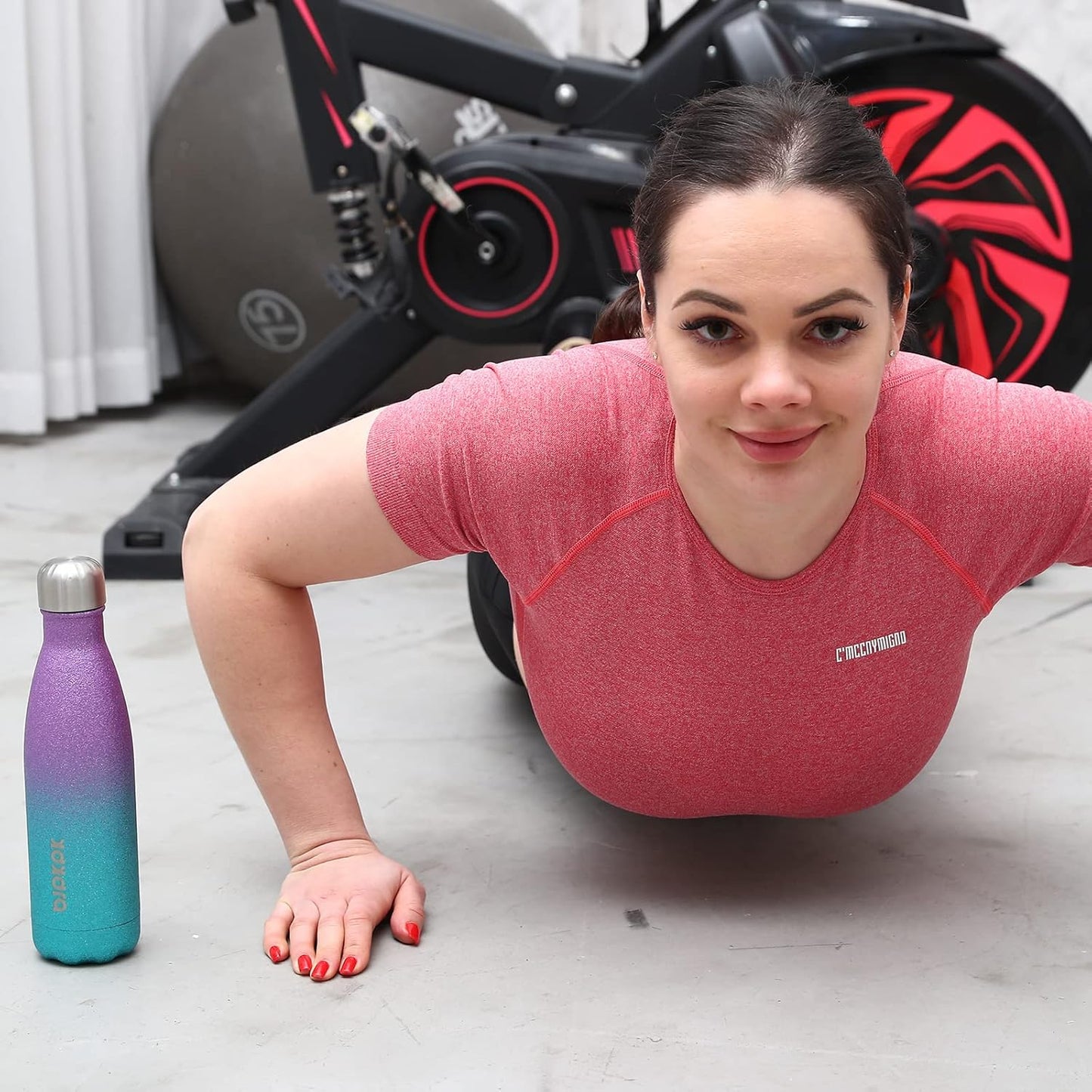 BJPKPK Glitter Yellow Insulated Water Bottle 17 oz Stainless Steel Water Bottles Cola Shape