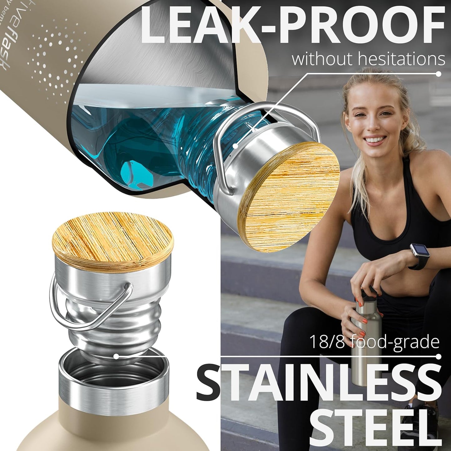 Stainless Steel Water Bottle with Straw, Infuser & 3 Lids: 18/32 OZ Leak-Proof Vacuum Insulated ACTIVE FLASK Drinking Bottles Hot Cold: Double Walled Outdoor Drink Thermo Mug Tea Coffee Sport Gym Bike