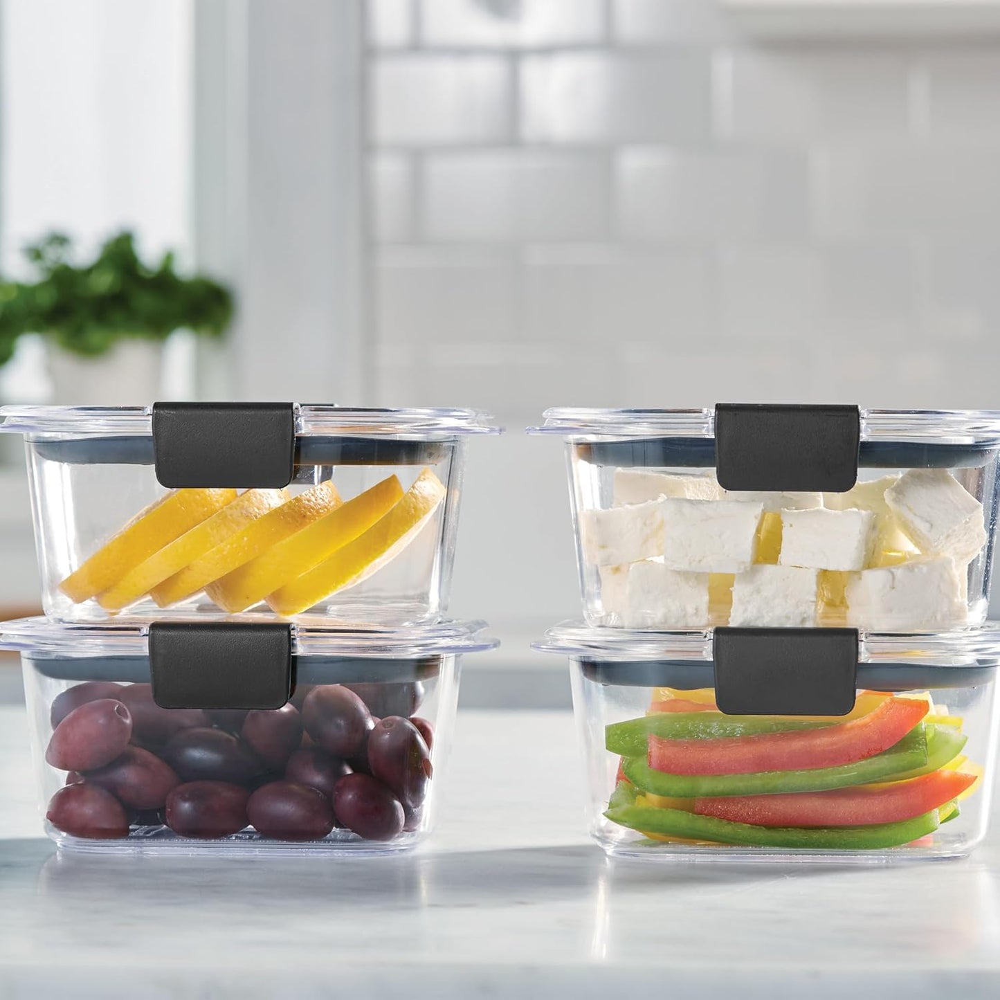 Rubbermaid Brilliance BPA Free Airtight Food Storage Containers with Lids, Set of 4 (4.7 Cup) Ideal for Lunch, Meal Prep, and Leftovers