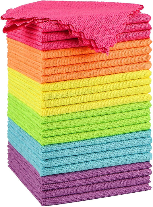 Orighty Microfiber Cleaning Cloth 24 Pack, Highly Absorbent Cleaning Supplies, Lint Free Cloths for Multiple-use, Powerful Clean Rags for House, Kitchen, Car Care (Multi-Color) 11.5 x11.5 inch