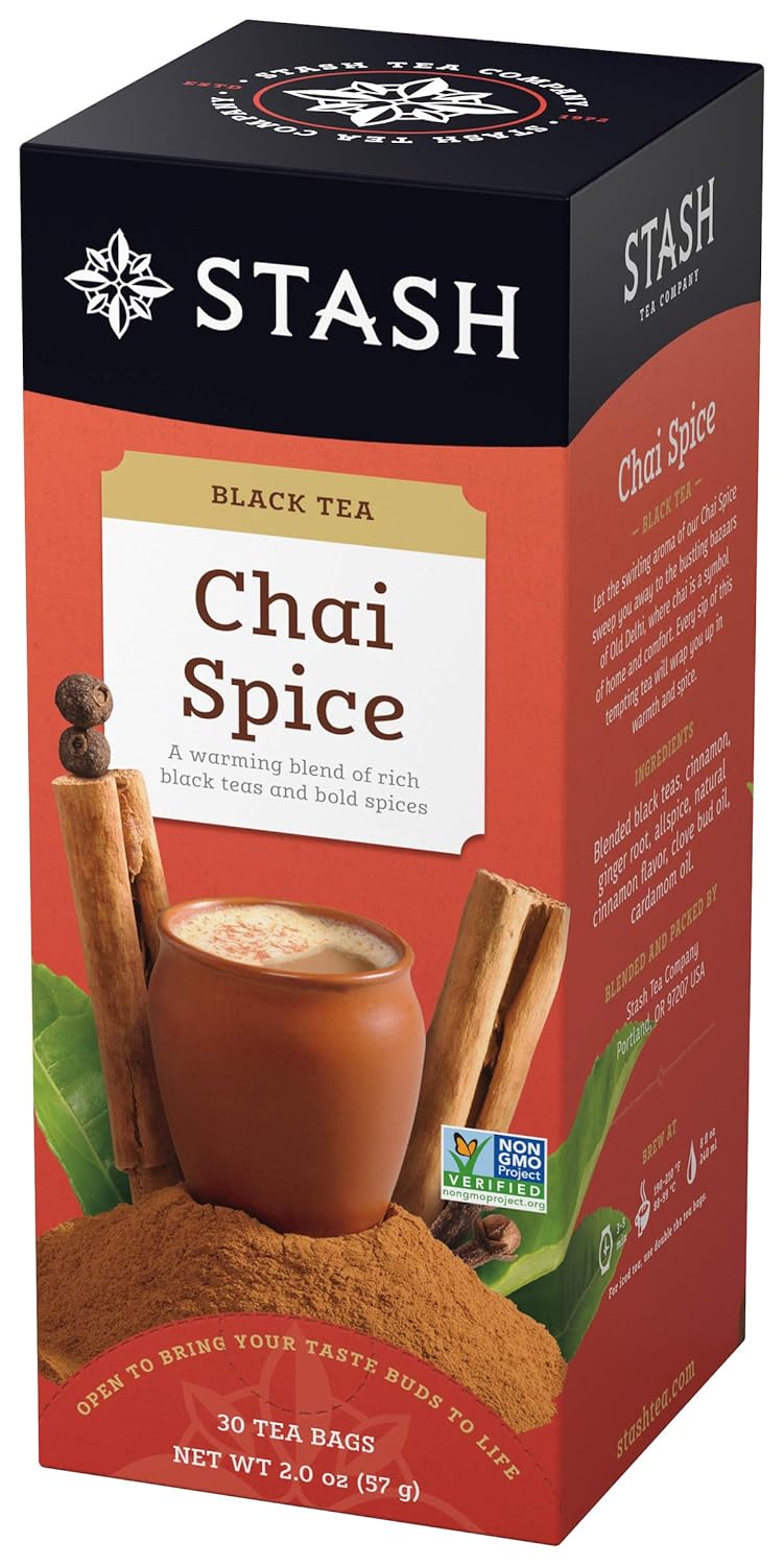 Stash Tea Chai Spice Black Tea, 6 Boxes of 30 Tea Bags Each (180 Tea Bags Total)