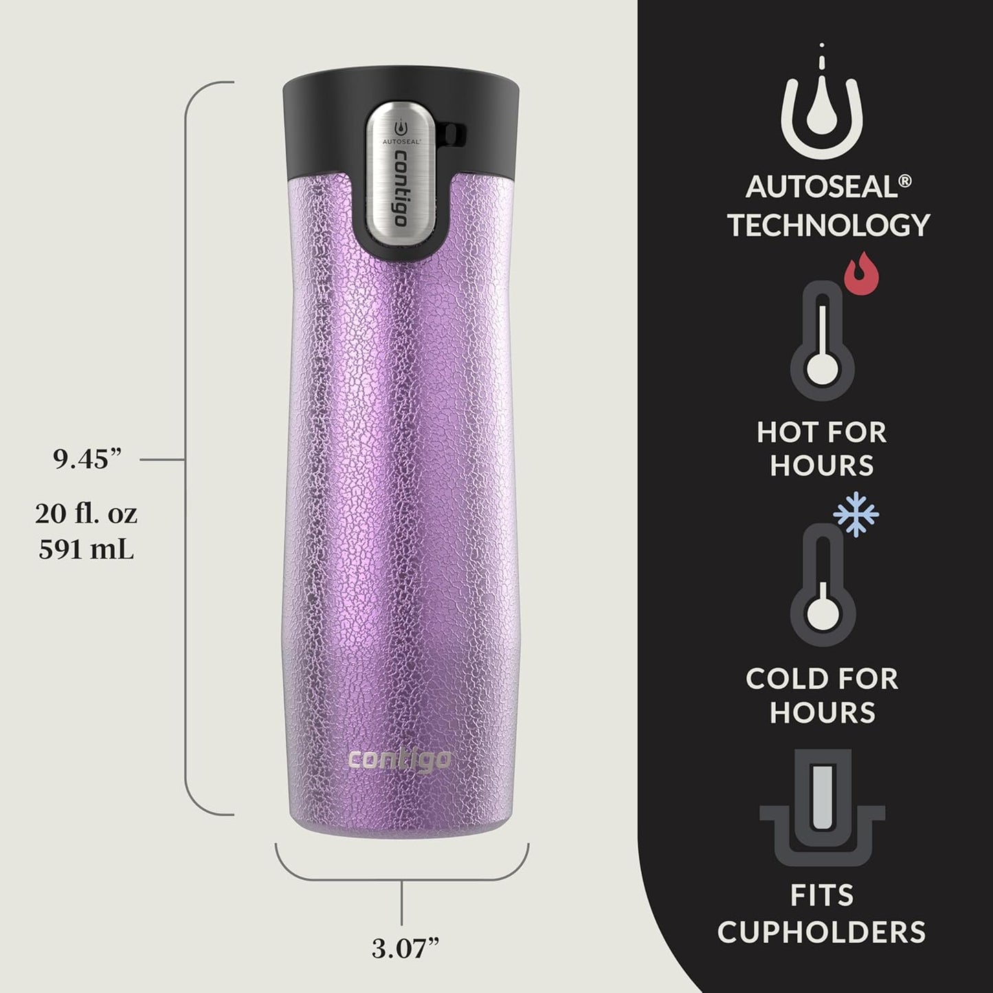 Contigo AUTOSEAL West Loop Vacuum-Insulated Stainless Steel Travel Mug with Easy-Clean Lid, 20 oz, 2-Pack