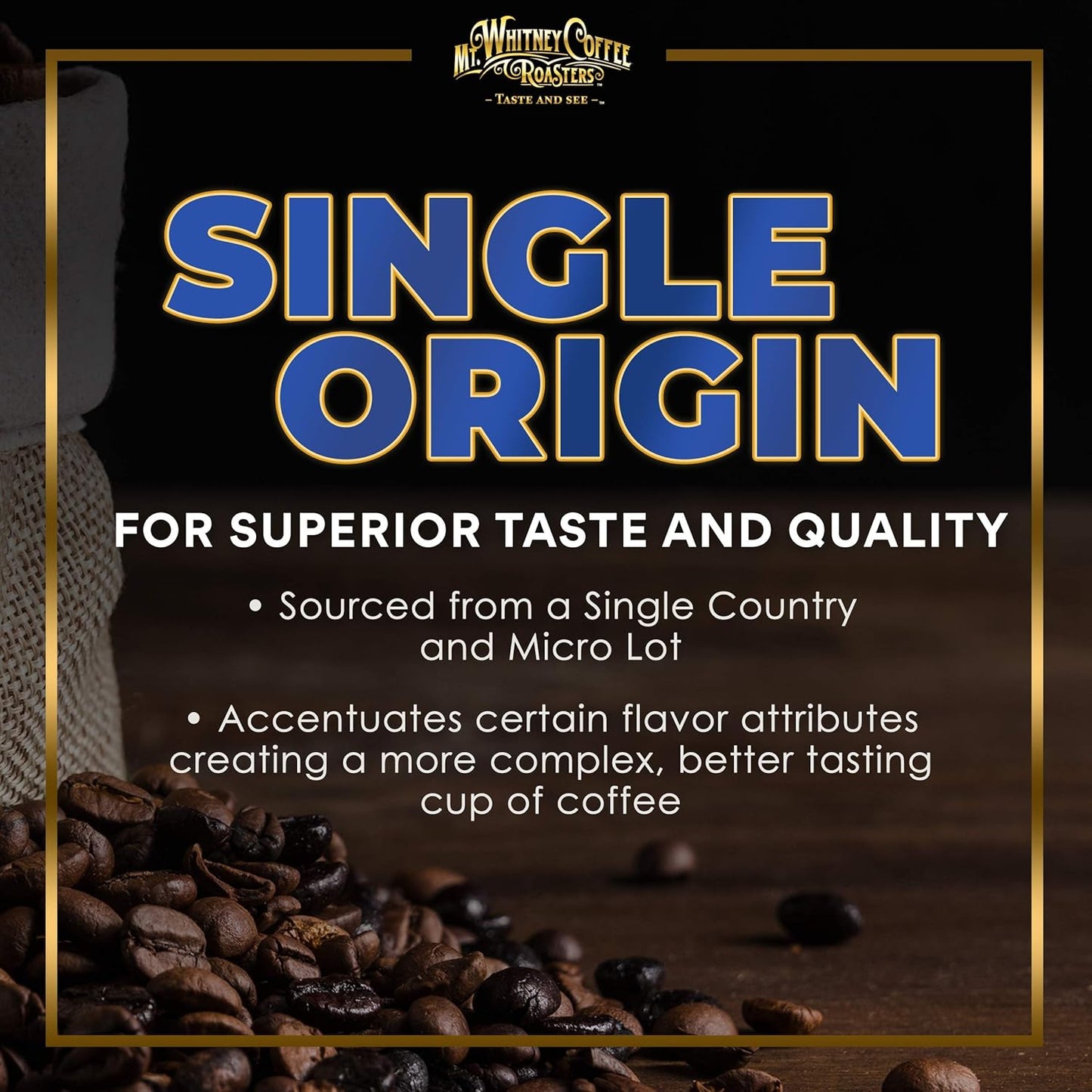 Mt. Whitney Colombia Monte Sierra Organic,Single origin, Medium Dark Roast, Smooth Full Flavored, low Acid Coffee (Ground, 5 Lb)