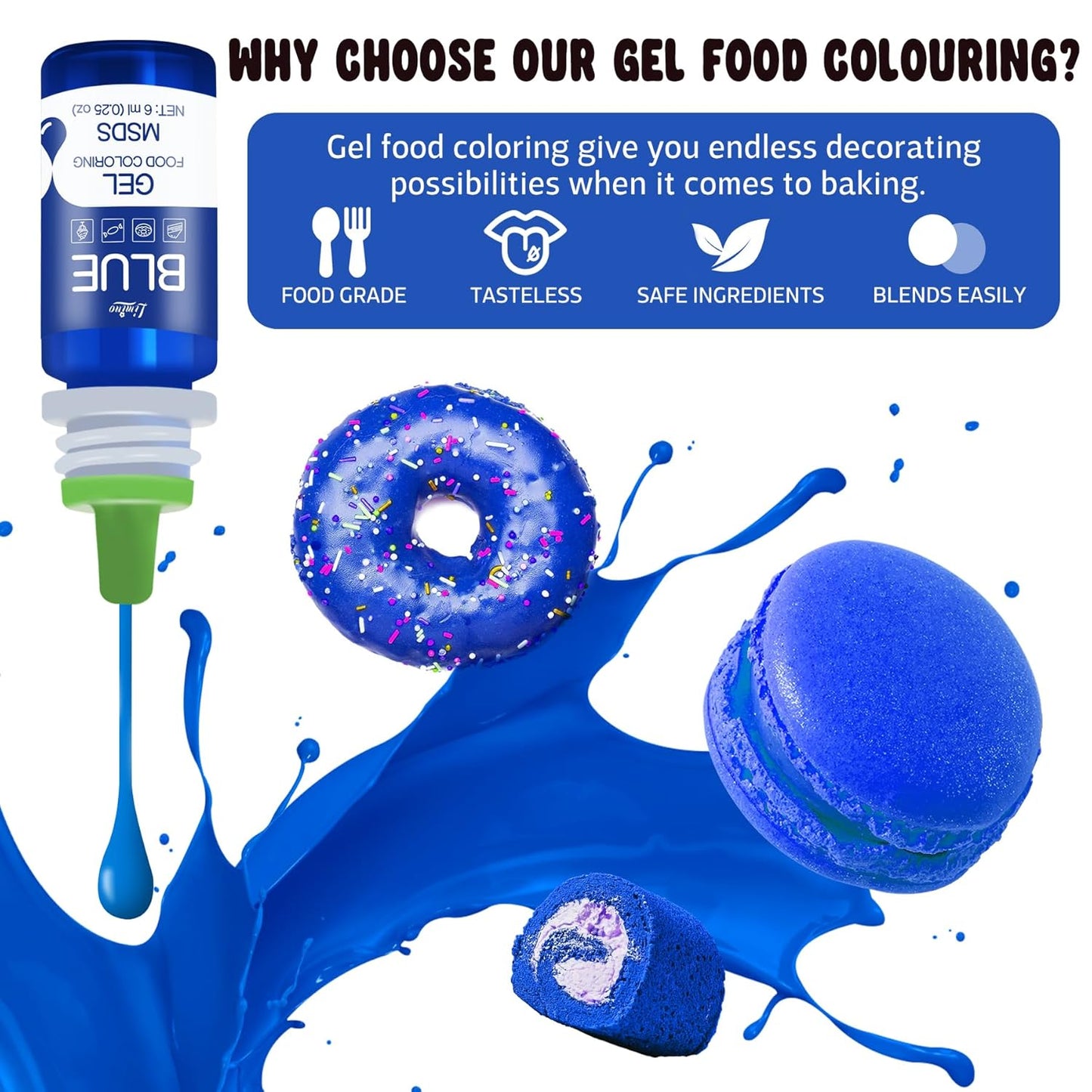 Gel Food Coloring - 22 Vivid Colors Gel Food Coloring Set for Baking, Cake Decorating, Cookie, Fondant, Macaron - Tasteless Concentrated Edible Food Color Dye for Icing, Drinks, Crafts - 6ml Bottles