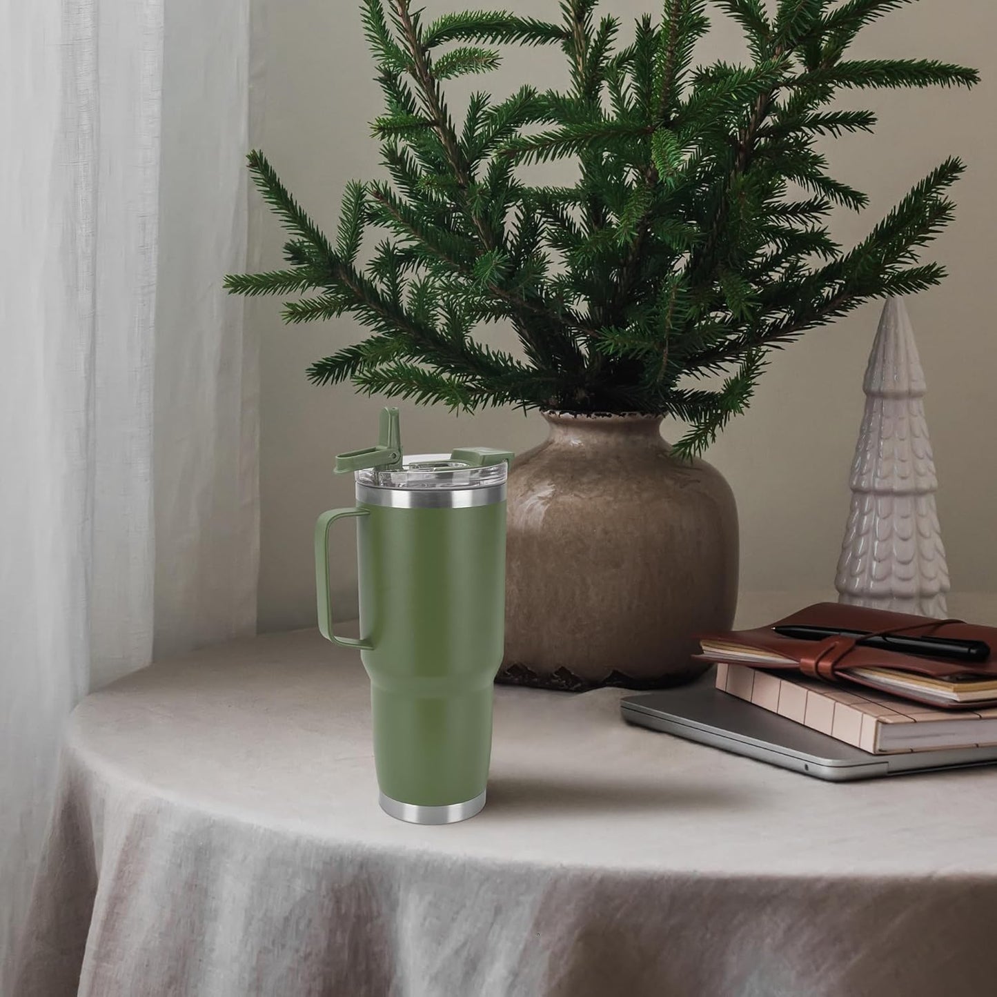 HASLE OUTFITTERS 30oz Tumbler With Handle, Insulated Travel Coffee Mug With Straw Leak-Proof Double Wall Stainless Steel Vacuum Tumblers Metal Cup with Straw for Hot and Cold Drink