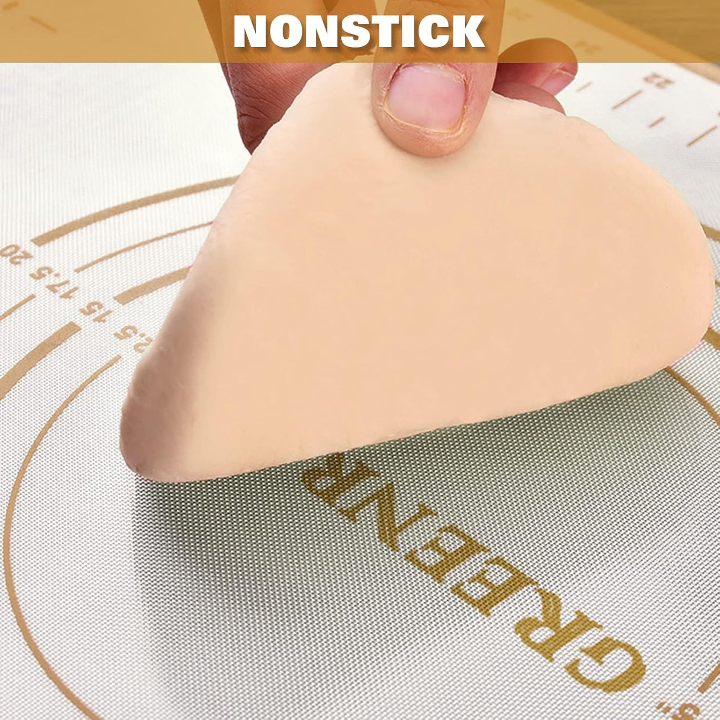 Silicone Pastry Mat Extra Thick Large Non Stick Baking Supplies Kitchen Counter Cooking Rolling Dough Sheet Pie Crust Sourdough Bread Oven Liner with Measurement (XXL-24''(W)*32''(L), 3#Gold)