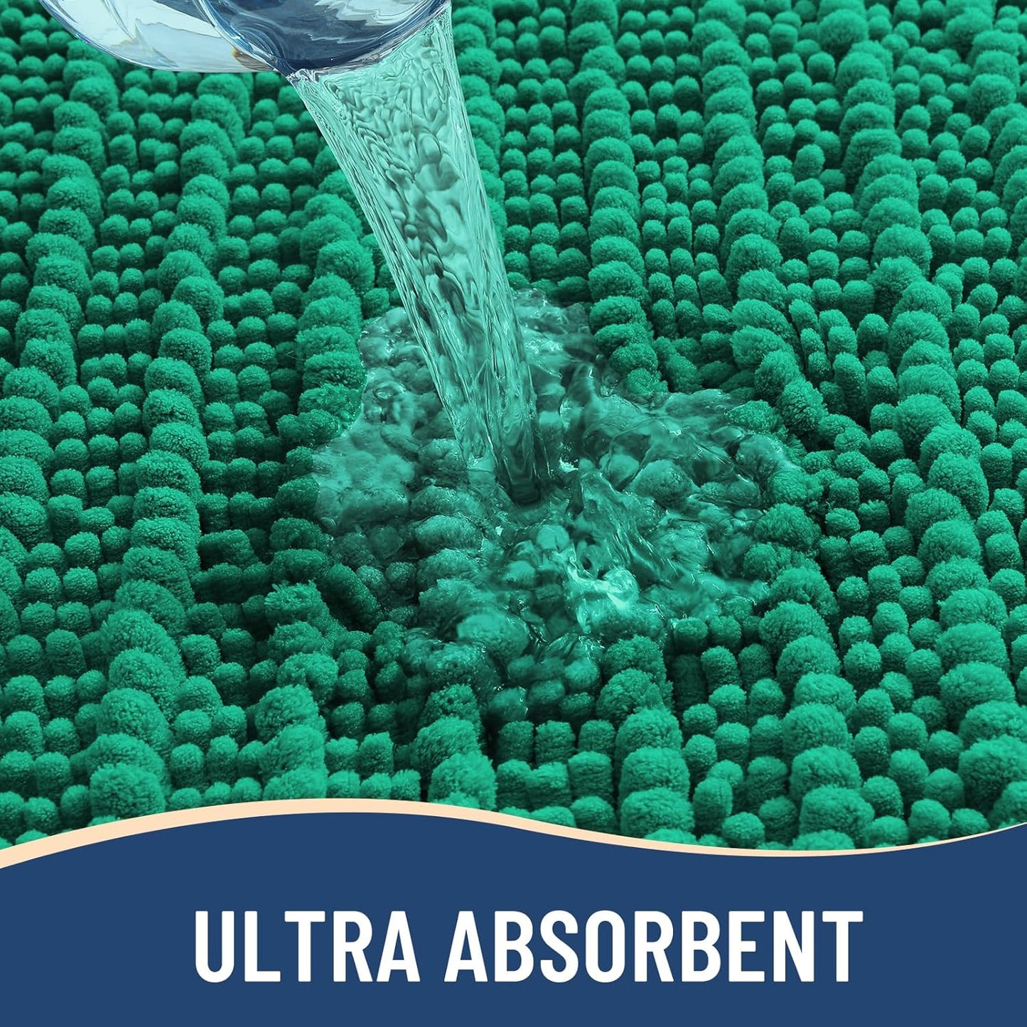 Arotive Luxury Chenille Bathroom Rug Mat, Extra Soft Thick Absorbent Shaggy Bath Rugs, Non-Slip Machine Wash Dry, Plush Bath Mats for Bathroom, Shower and Tub, 36x24, Emerald