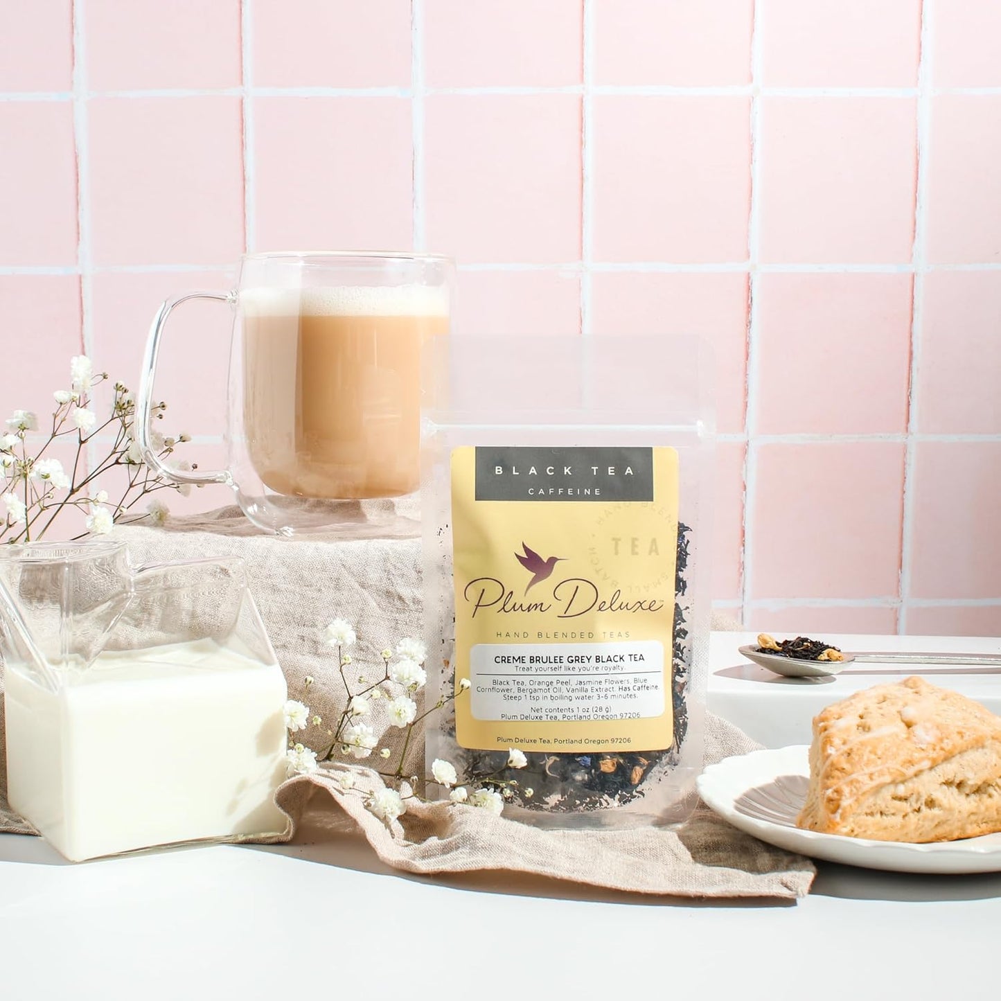 Plum Deluxe Creme Brulee Earl Grey Black Tea (60-80 Cups), Premium Loose Leaf Tea Leaves, Hot or Iced, Sweetener and Dairy Free, No Artificial Flavors