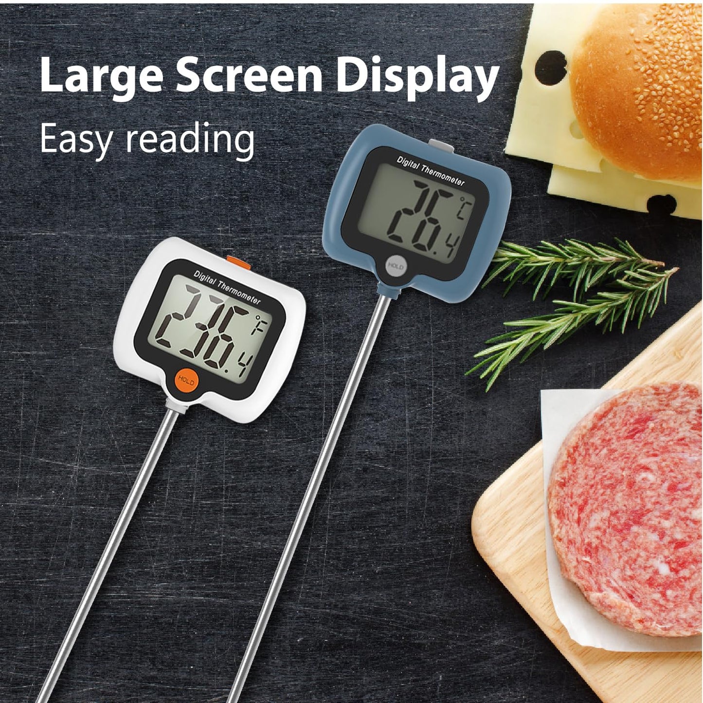 Candy Thermometer for Candy Making with Rotatable Large Display 10'' Long Probe,Digital Instant Read Candy Thermometer with Pot Clip,Candle Smoker, Oil Cooking (Blue)