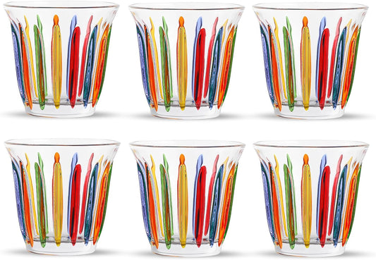 MHW-3BOMBER Coffee Glasses of 6 Drinking Glasses 8.1OZ Colored Painted Latte Glasses for Espresso, Whiskey, Vodka, Spirits & Liquors G5035C*6