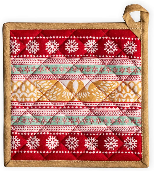 Maison d' Hermine Pot Holders 100% Cotton Heat Resistant Potholders 8" x 8" Hot Pads with Loop BBQ, Cooking, Baking, Grilling, Kitchen, Handling Hot Pans (Pack of 1, Sofia)