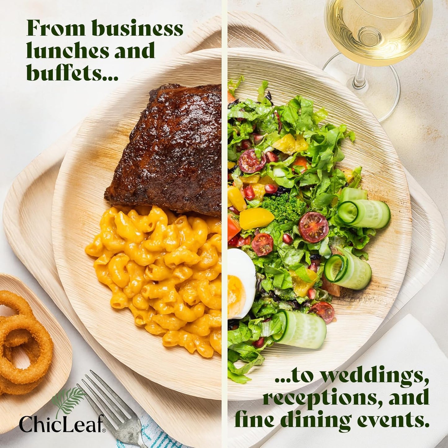 Chic Leaf Square Bamboo Palm Leaf Disposable Plates - 8" Pack of 100 - Biodegradable & Compostable Dinnerware - Disposable Party & Appetizer Plates - Eco-Friendly Dessert Trays