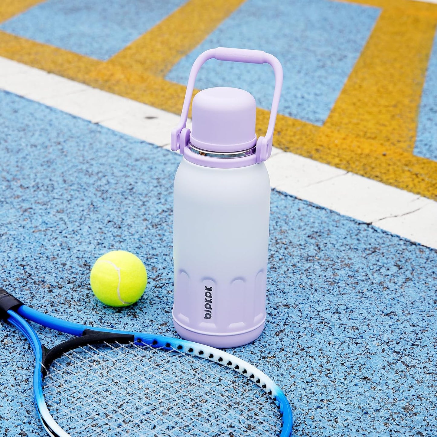 BJPKPK Insulated 50oz Thermos Dishwasher Safe Water Bottle with Lid and Carry Handle Stainless Steel Water Bottles for Outdoor Sports,Beige