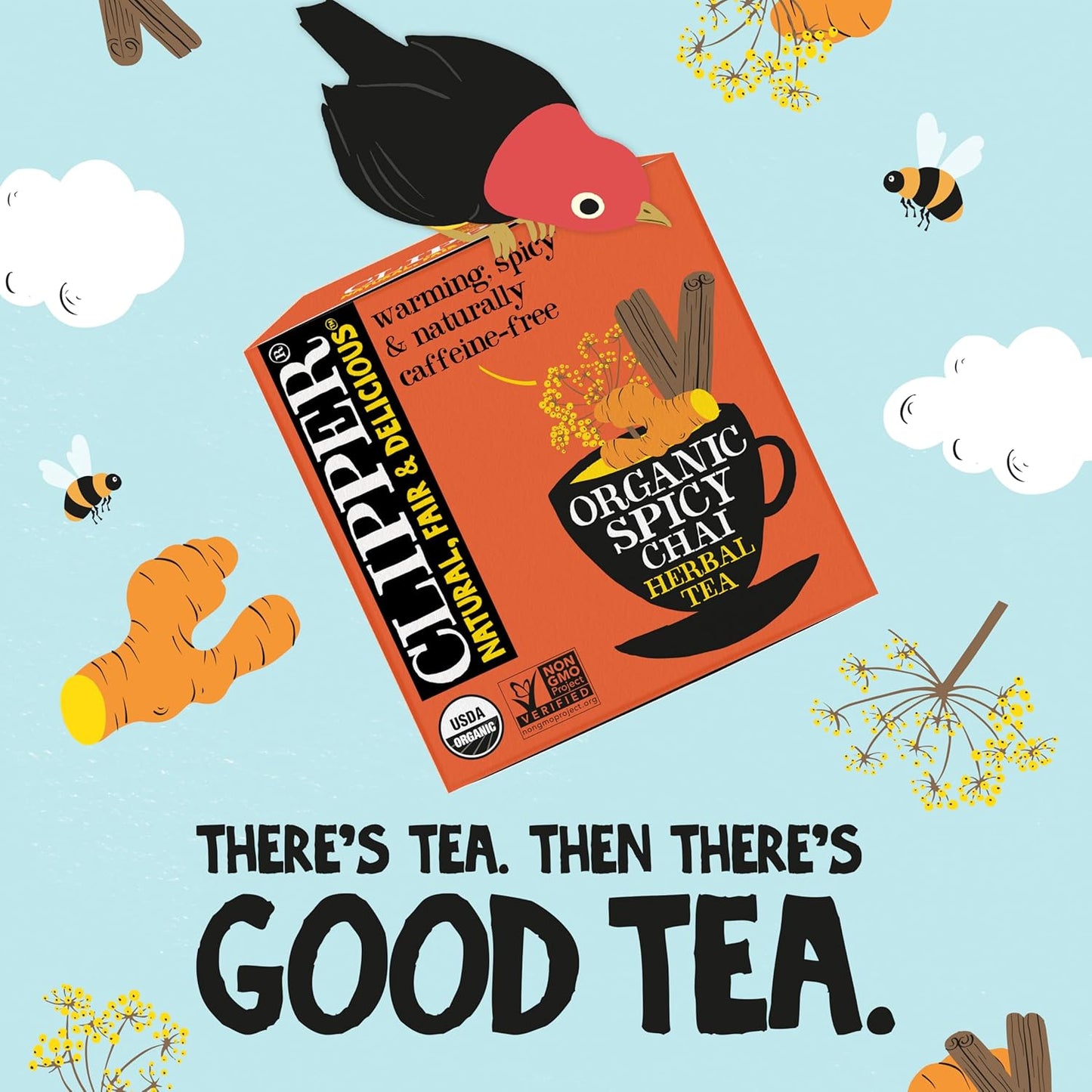 Clipper Tea Spicy Chai Herbal Tea – Caffeine Free, USDA Organic, Great Hot or Iced – Warming, Spicy, Natural, Fair & Delicious – 50 Tea Bags