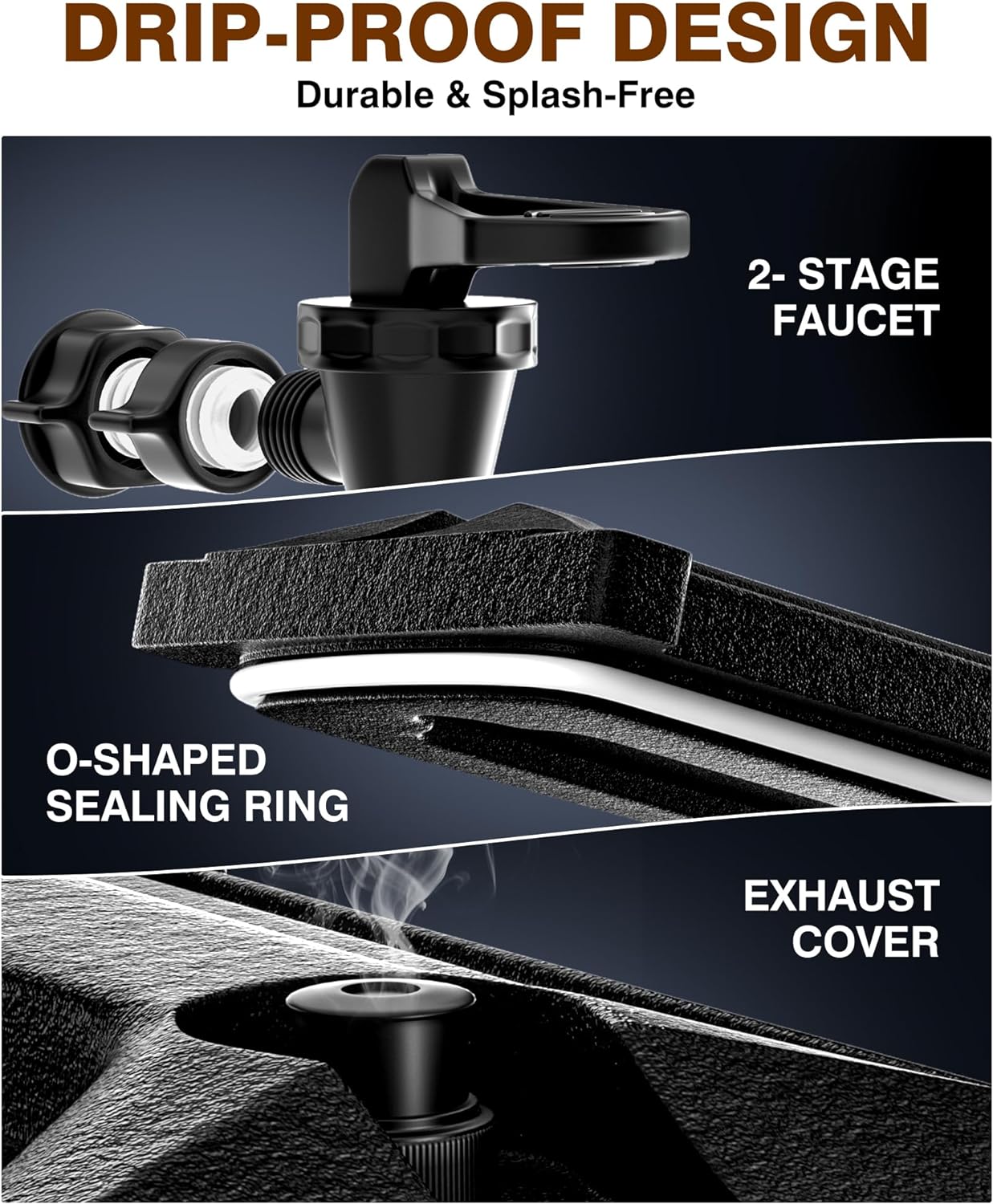 PYY Insulated Beverage Dispenser 5 Gallon - Hot and Cold Drink Container with Handles, Thermal Drink Dispenser Cooler Server carrier For Commercial Catering Black