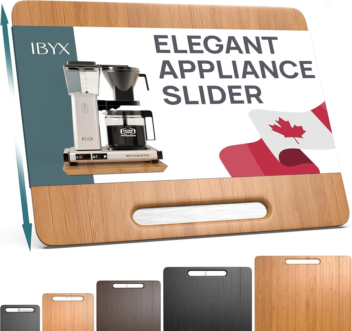 Ibyx Elegant Sliding Tray for Your Coffee Maker & Heavy Kitchen Appliances - Sturdy, Slides Easily from Under The Cabinet (Natural, 13”W x 10.5”D)
