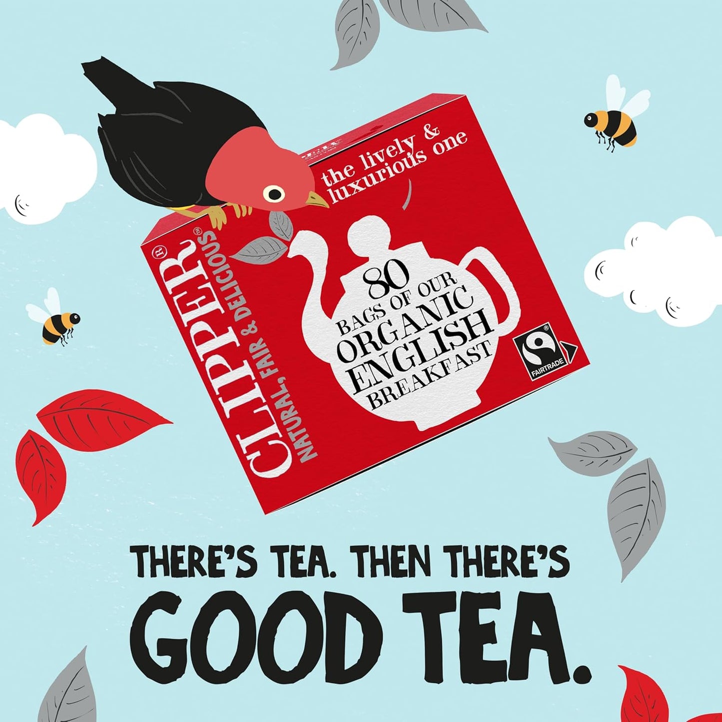 Clipper Tea, English Breakfast Assam Blend, Fairtrade, Organic, Plant-Based, Caffeinated British Tea, 4 Pack, 320 Unbleached Tea Bags