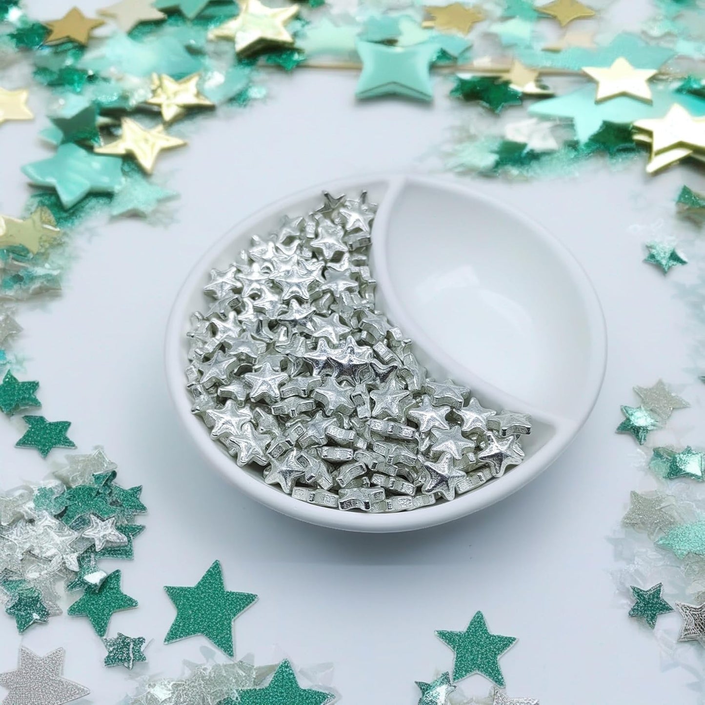 10mm Silver Stars Sprinkles Edible Stars Cake Decorating Stars Cake Decorations Cupcake Toppers Cookie Decorating Perfect for Cakes,Cupcakes,Desserts Toppings 3OZ