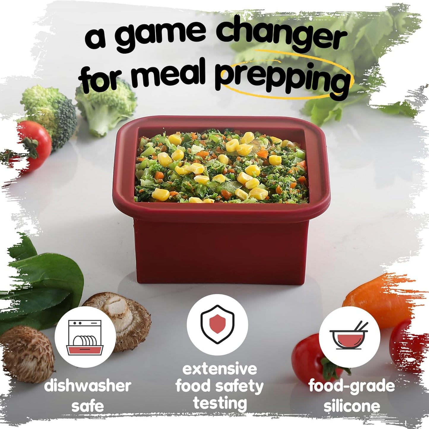 2-Cup Silicone Freezer Trays with Lids – Perfect for Meal Prep, Portion Control, and Easy Freezing-Meal Prep Container Molds for Soup,Leftovers (Cranberry, 4 Pack)