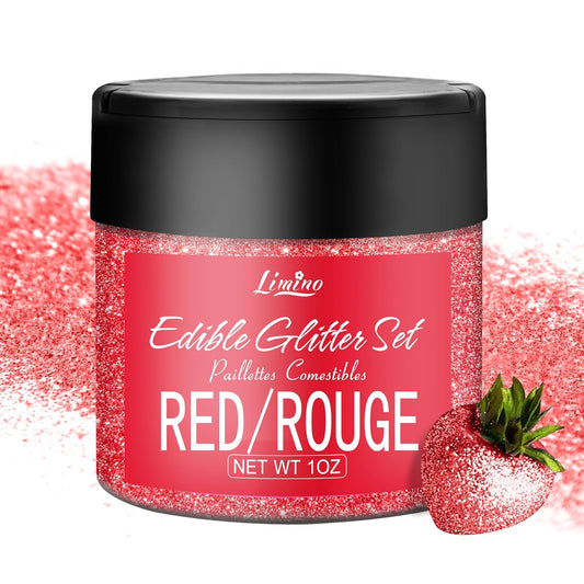 Edible Glitter - 30g Edible Luster Dust Metallic Food Grade Coloring Glitter for Drinks, Cake Decorating, Baking - Edible Dust Powder Shimmer Sprinkle Powder for Icing, Cocktail, Wine, Candy (Red)