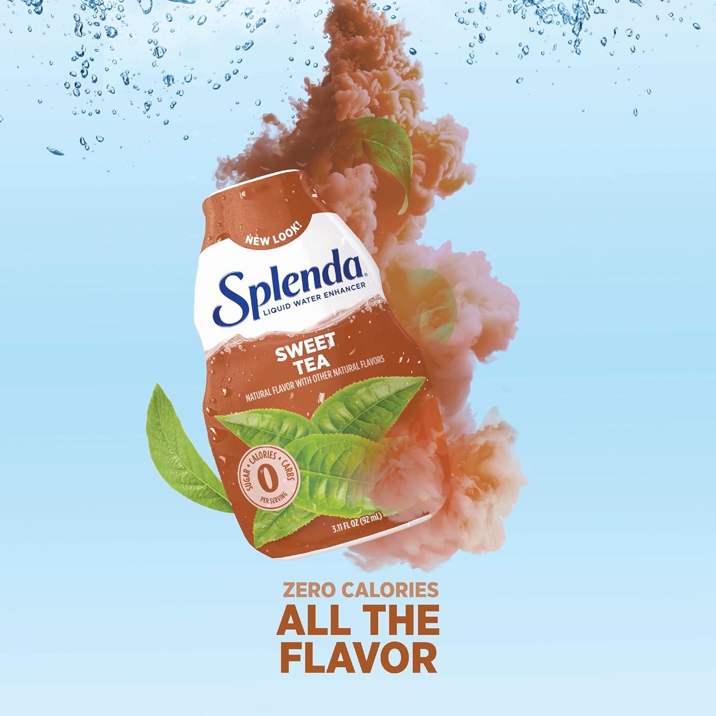 SPLENDA Liquid Water Enhancer Drops, Sugar Free, Zero Calorie, Natural Flavor, Concentrated Drink Mix, 3.11 Fl Oz Each Bottle (Sweet Tea, 2 Pack)