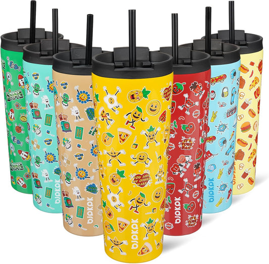 BJPKPK 26oz Insulated Tumbler With lid And Straw Stainless Steel Tumblers Travel Coffee Mug Reusable Thermal Cup,Hawaii Fruits Yellow