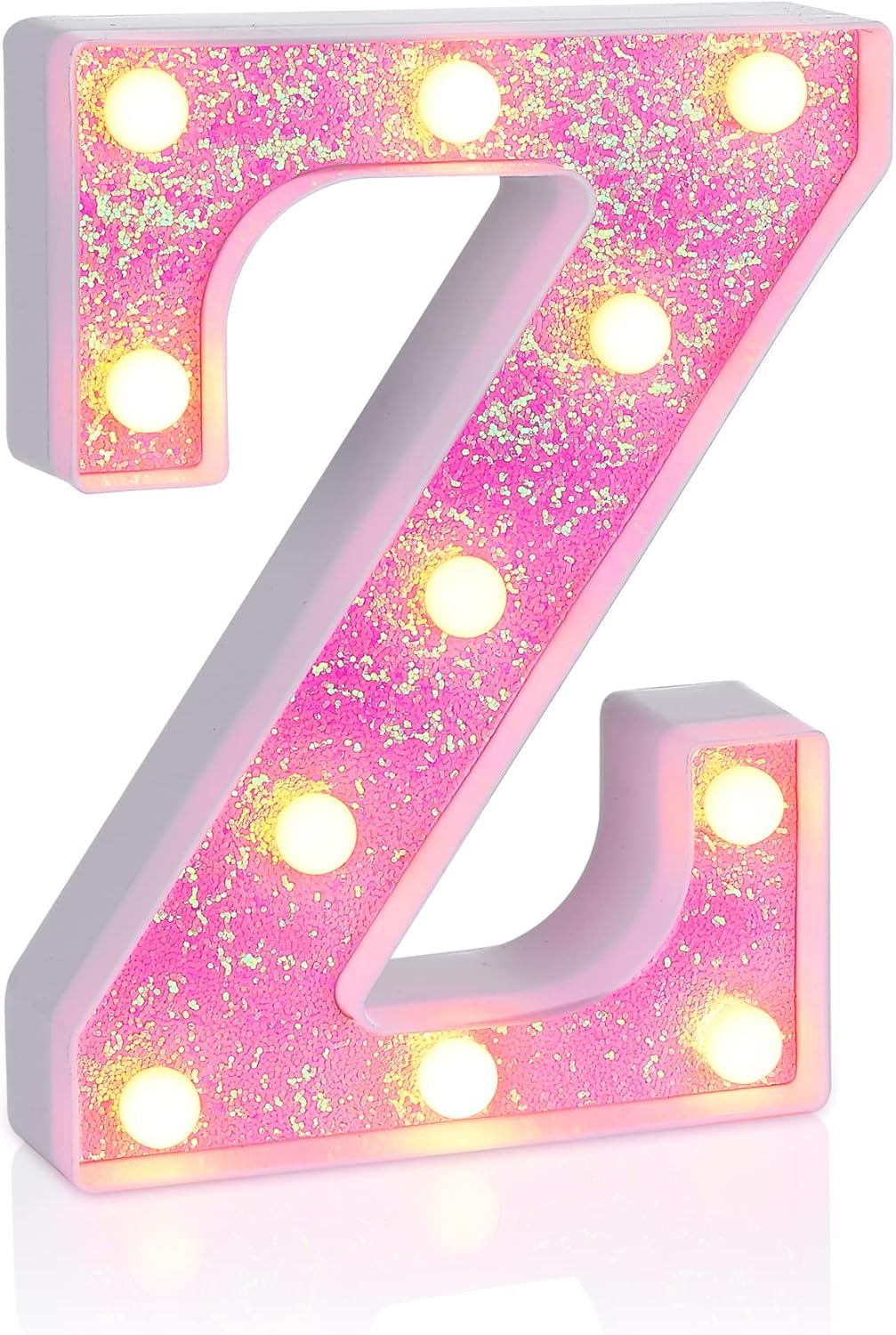 Foaky Pink Light up Letters，Pink Party Decorations,Girls Room Decor,Glitter Light Up Letters,Alphabet Letter Sign for Night Light Birthday Party Girls Gifts, Home Bar Decoration（Z）