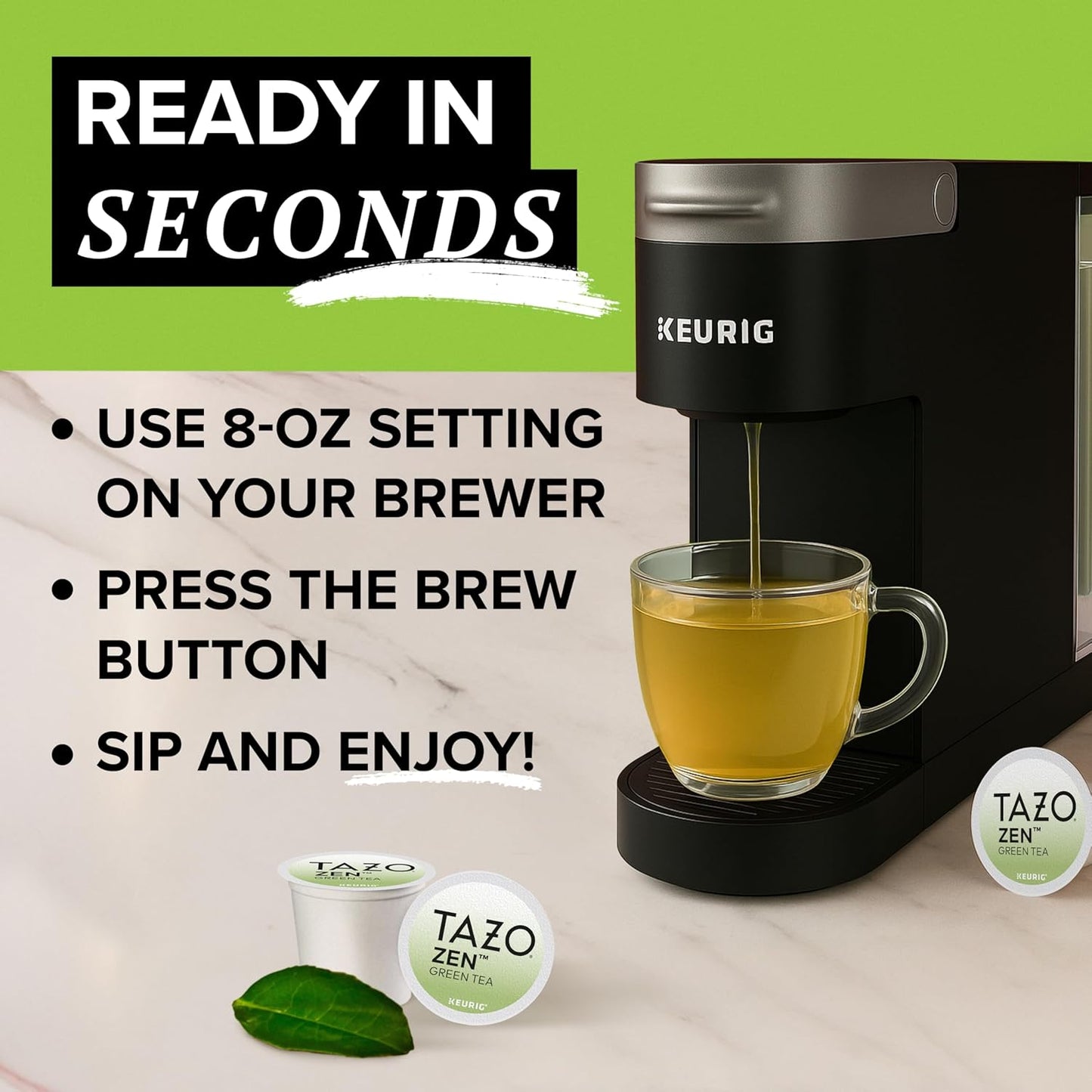 TAZO Zen Green Tea K-Cups, Green Tea Zen for Health and Wellness, 22 Pods