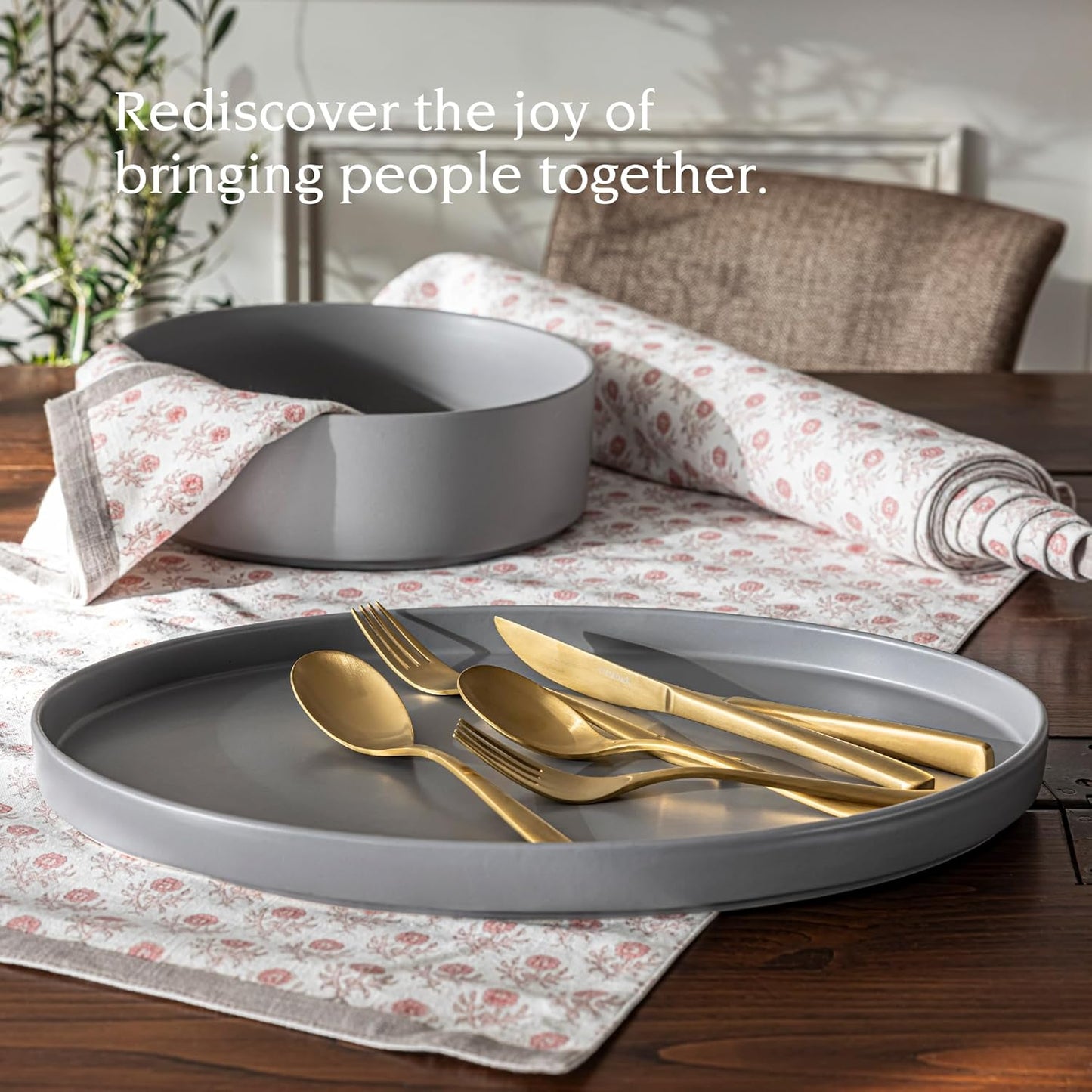 over&back Stackable Stoneware Serving Platter - Elegant 1-Piece Oval Serving Platter to Complete Your Kitchen Set - Perfect for Appetizers, Desserts, and More - 16" L x 11" W - Semi-Matte Charcoal