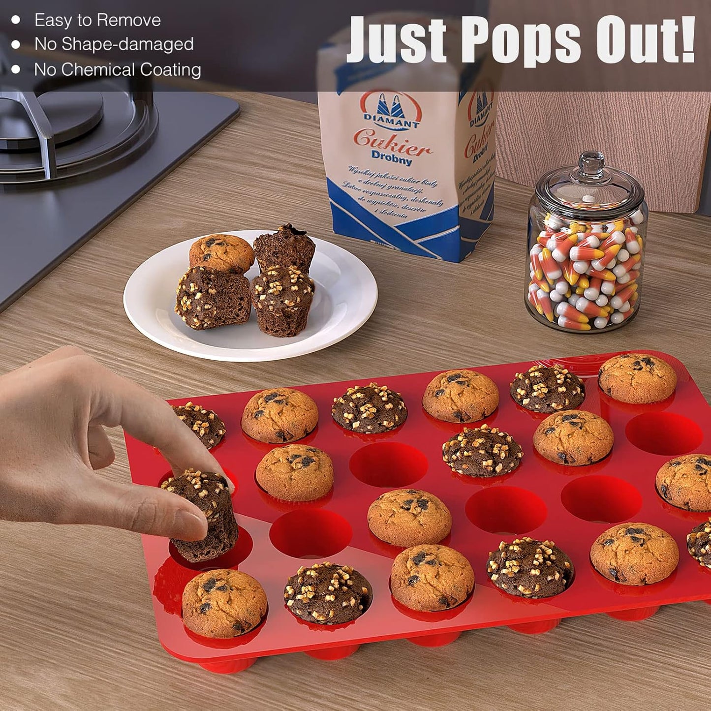 SILIVO 2-inch Deep Mini Muffin Pans Nonstick 24 Cup (2 Pack) - Mini Cupcake Pans - Silicone Muffin Tins for Muffins, Cupcakes and Egg Bites