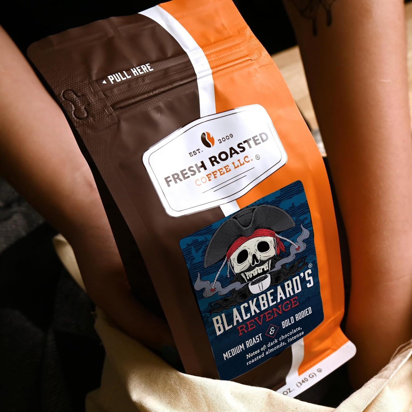 Fresh Roasted Coffee, Blackbeard's Revenge, 12 oz, Medium Roast, Kosher, Ground