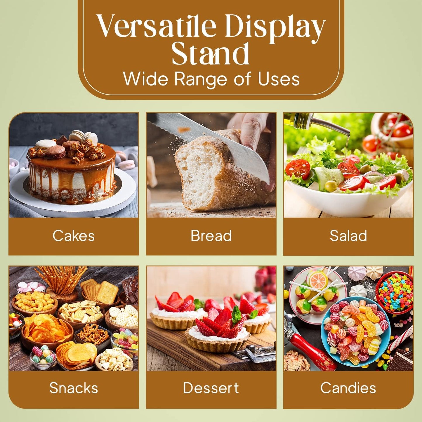 Homeries Acacia Wood Cake Stand with Lid, Cake Plate, (6 in 1) Multi-Functional Serving Platter, Large Cake Stand with Dome, Cake display stand with lid & Cake Dome - Use as Cake Holder, Cake Cover